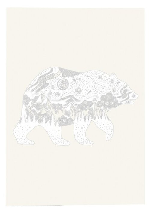 Трансфер BLACK PACK "Bear in space" переводная наклейка на одежду, белая, 273x170 мм