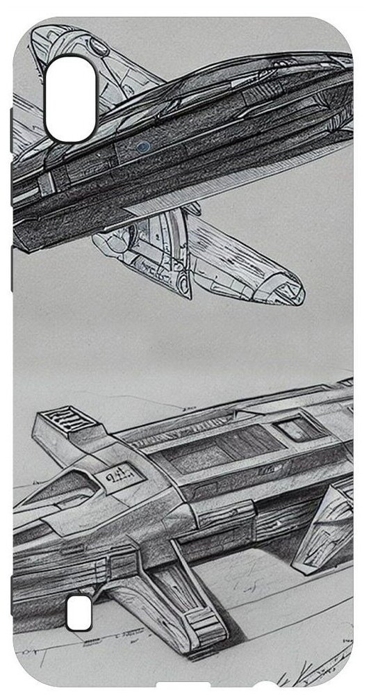 Чехол-накладка Krutoff Soft Case Набросок для Samsung Galaxy A10 (A105) черный