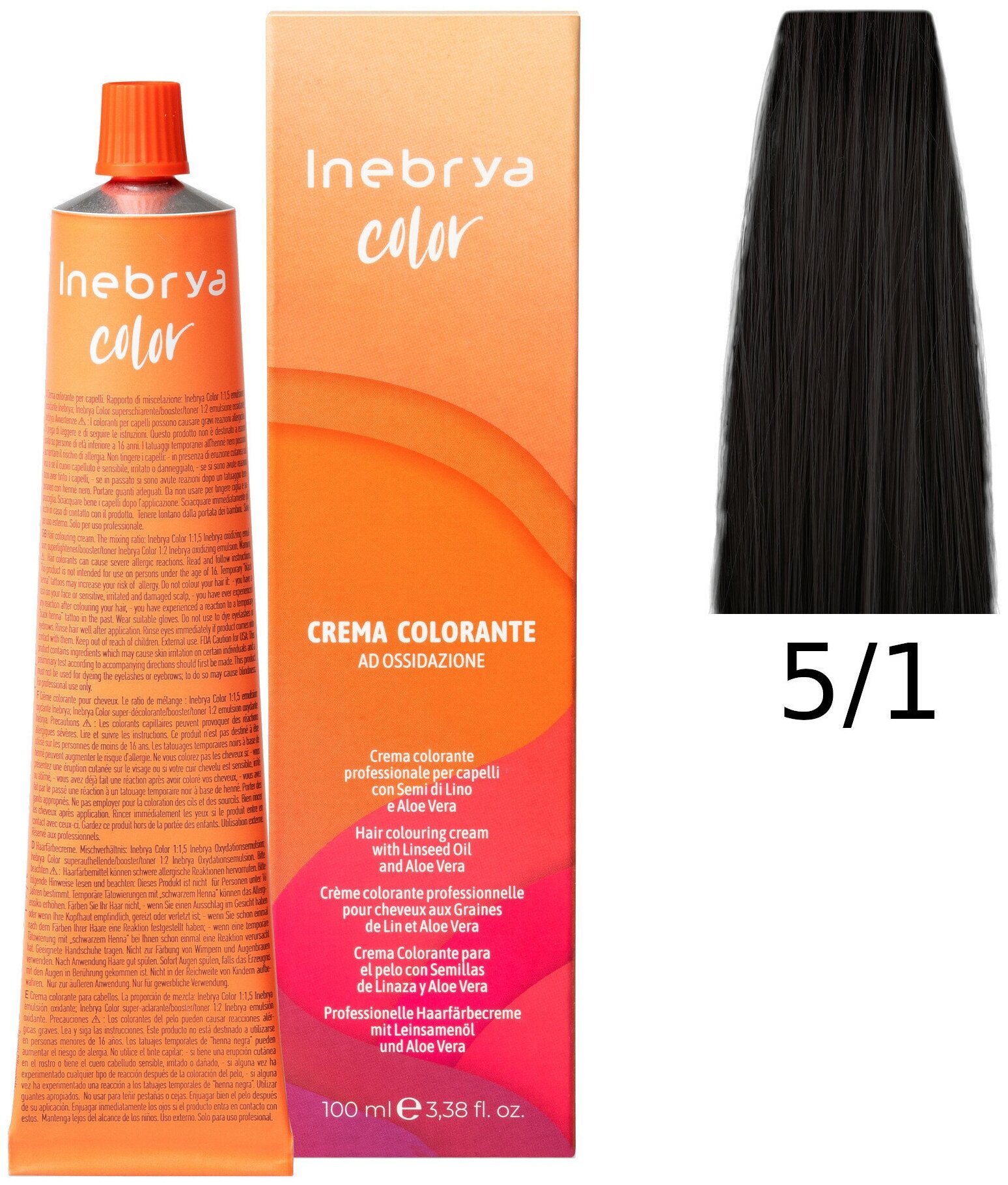 Крем-краска Inebrya Color Professional 5/1 Светлый шатен Пепельный 100 мл