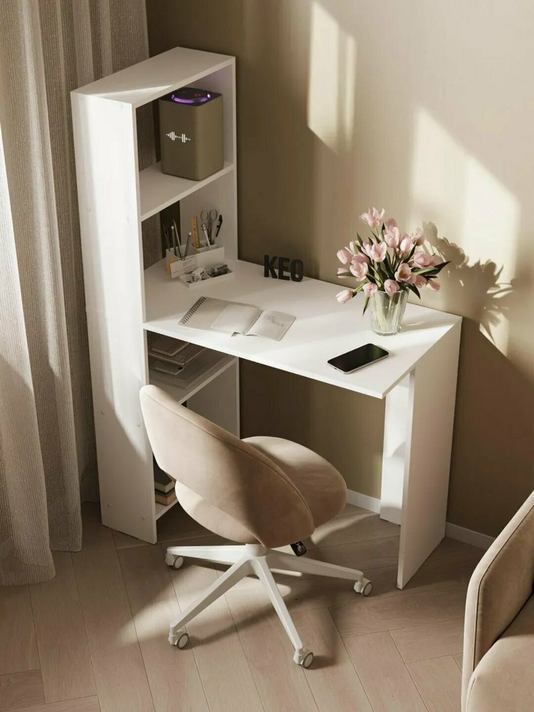 Письменный стол Martin CTK100, белый глянец, ЛДСП, 90x45x130 см — фото 1