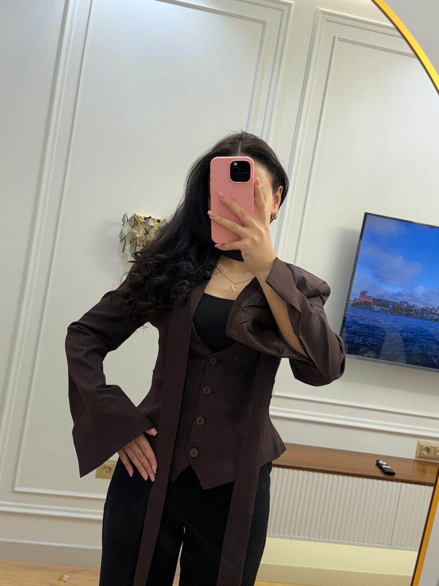 Пиджак , размер S, коричневый — фото 1