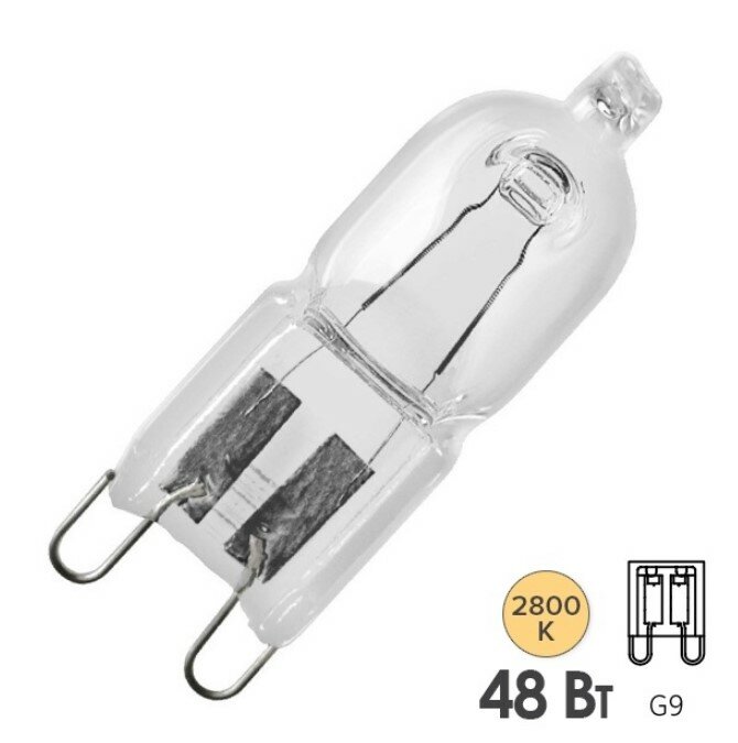 Лампа галогенная капсульная Osram 66748 ECO Halopin 48W(60W) 220V G9 4008321945334