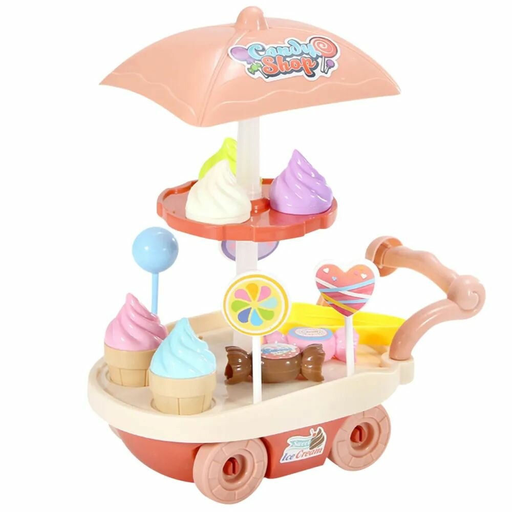 28шт детский игровой домик Yihui Ice Cream cart имитация мини-тележки для мороженого с конфетами тележка для конфет