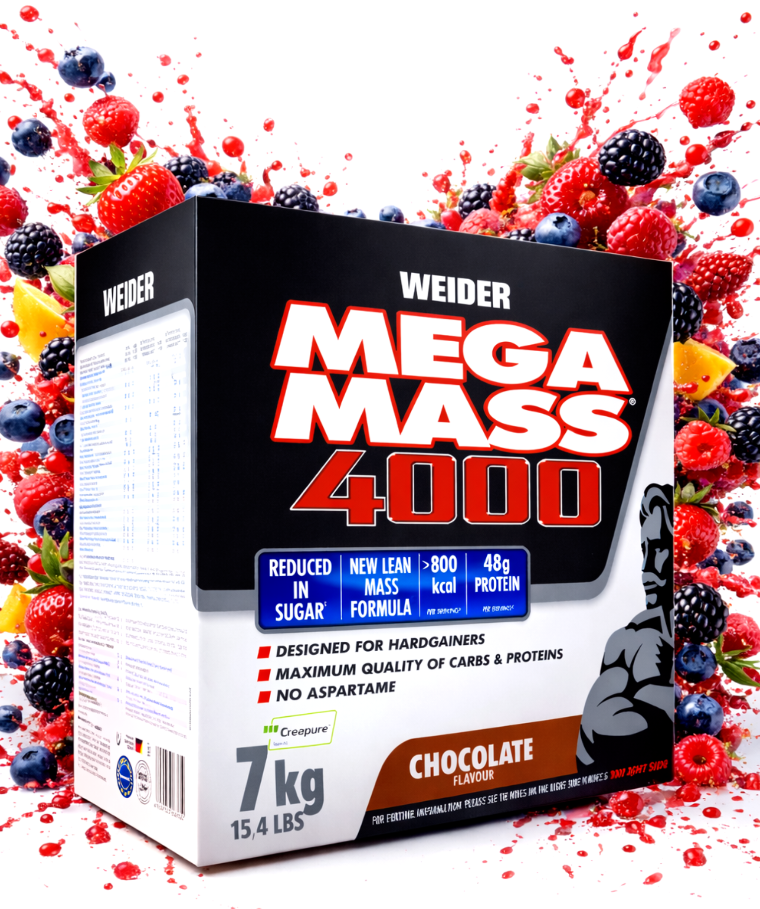 Гейнер Mega Mass Gainer Weider , Для набора массы, без ГМО, Шоколад 3 кг