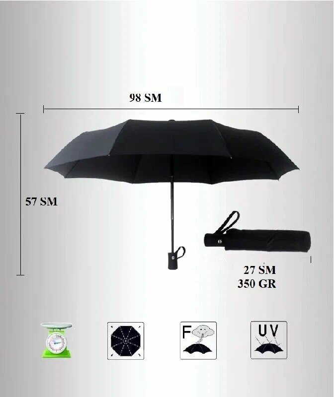 Зонт-трость UVL, черный — фото 1