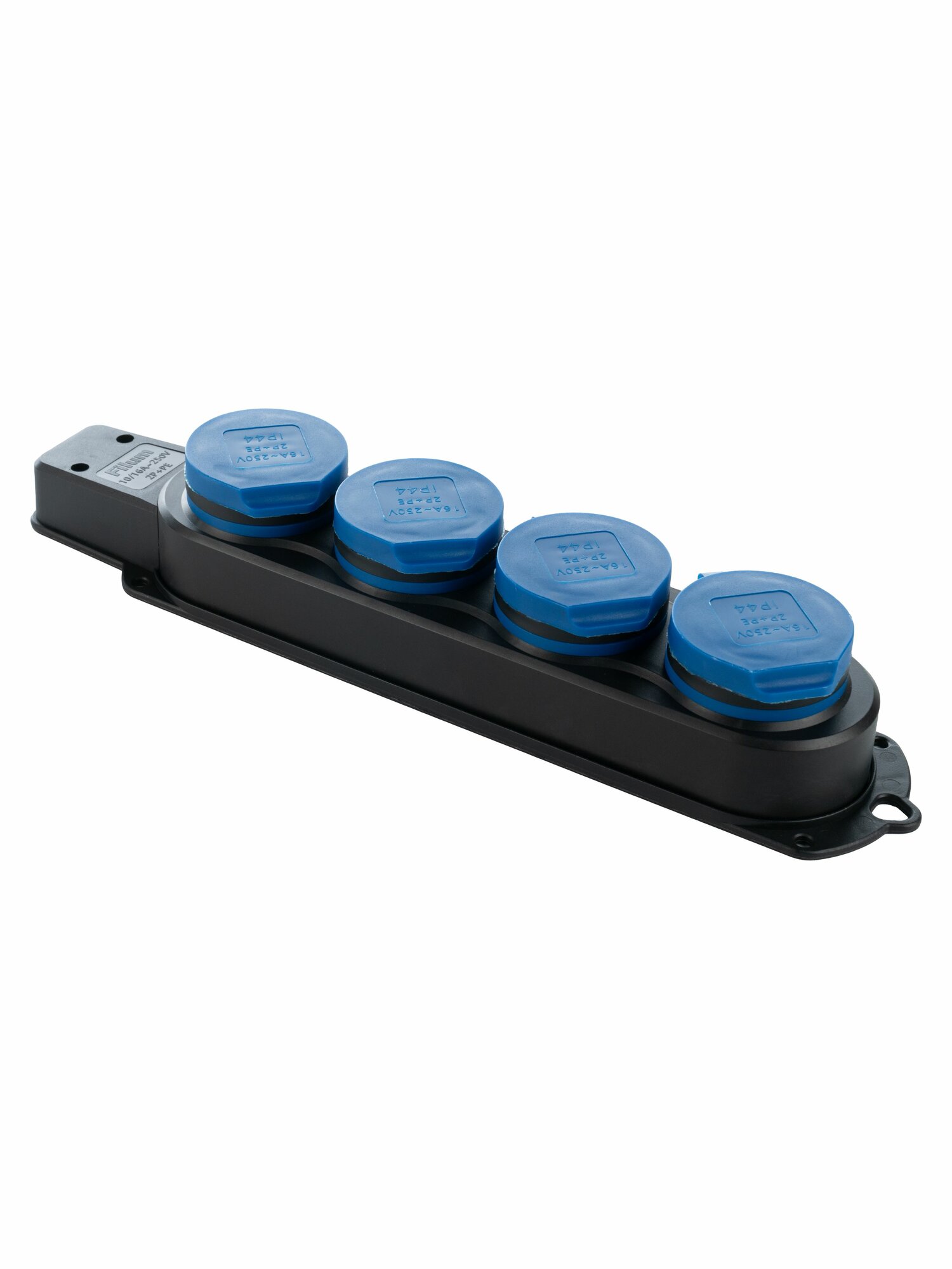 Колодка удлинителя Filum FL-SB-4EU-IP44-BL 4-х местная 2P+PE 16A 250В IP44 с защитной крышкой, синий — фото 1