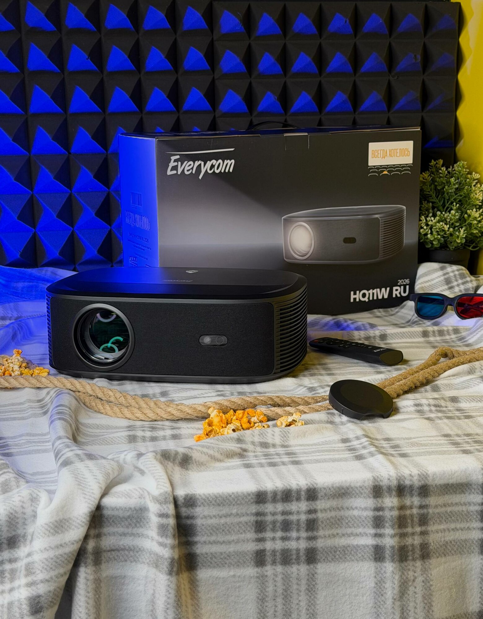 Проектор Everycom HQ11W, 1920 x 1080, HDMI, Bluetooth, Wi-Fi, HRD+MEMC — фото 1