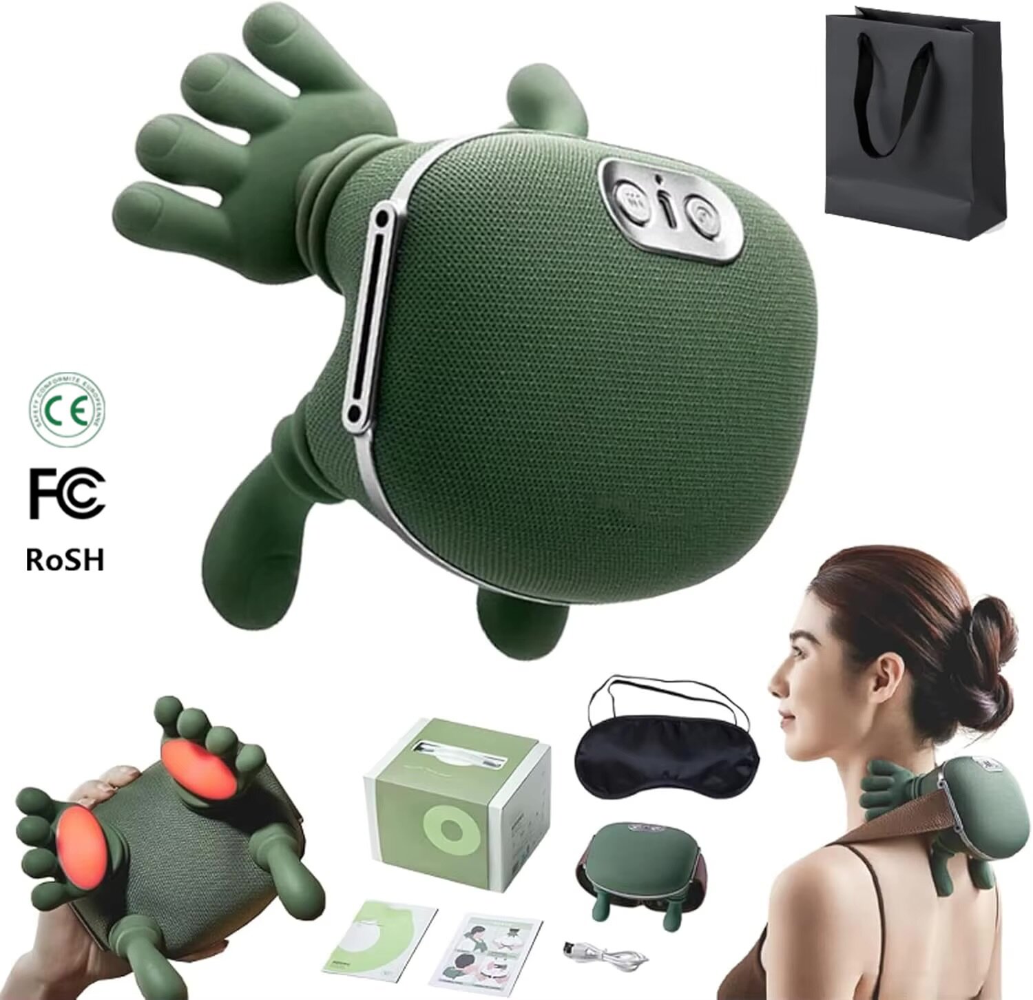 Массажер, для шеи, тела, рук и ног, с подогревом, 4 режима, гипоаллергенный