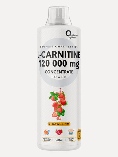 Изображение товара Жиросжигатель Optimum System L-Carnitine Concentrate 120000 POWER 1000 мл + дает энергию (Клубника)