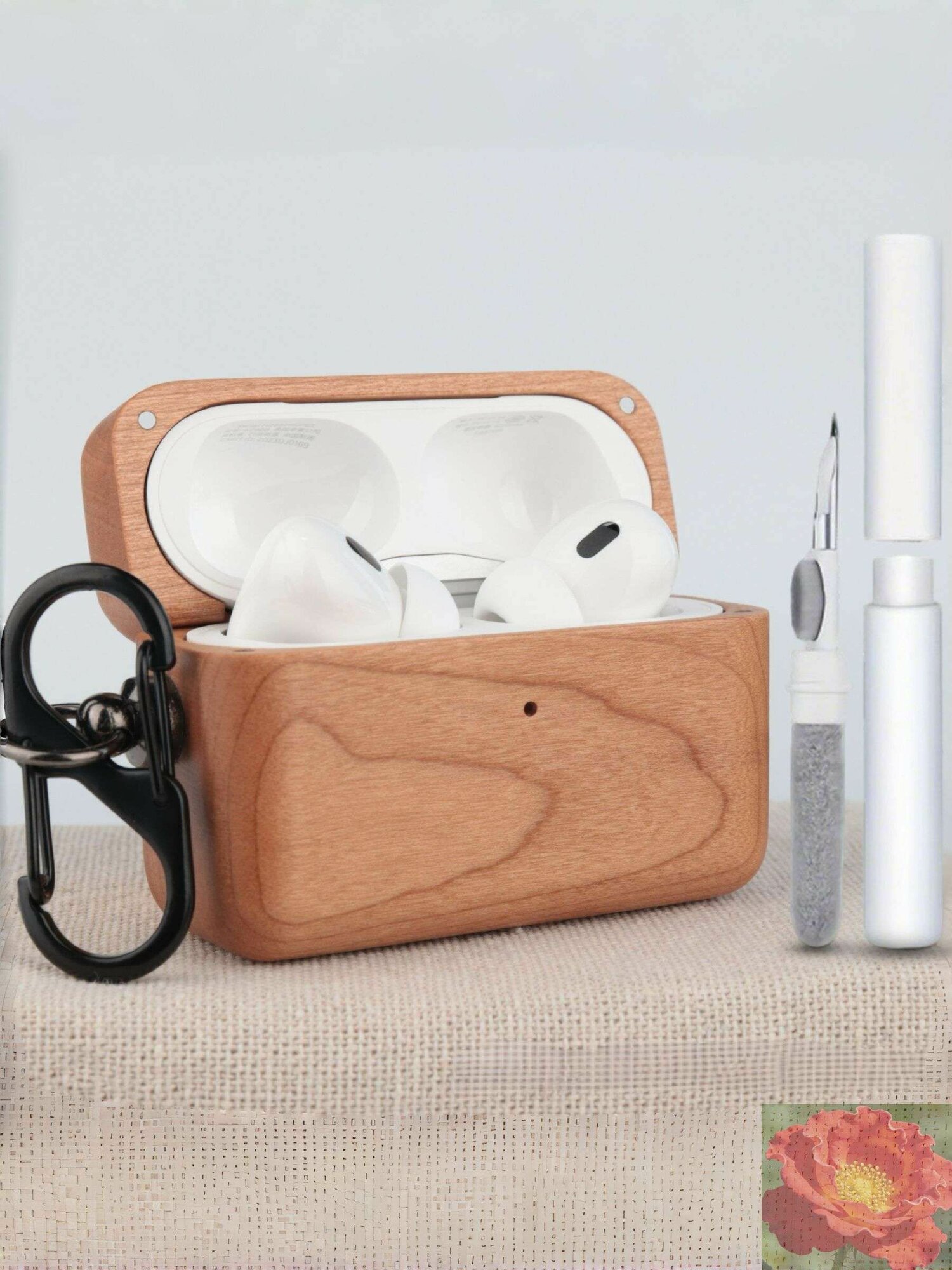 Чехол для AirPods Pro 3 из натурального дерева, цвет вишня оксфорд