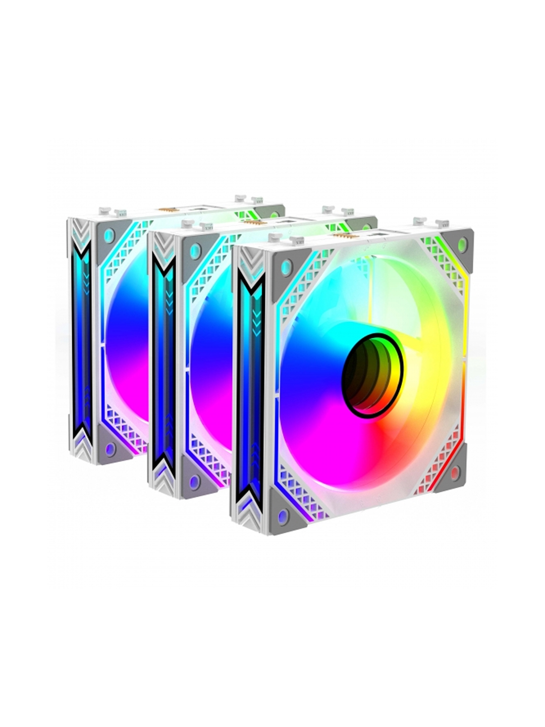 Вентиляторы 2E Gaming Air Cool Magic Mirror, ARGB, 120mm, 3шт, , белая зеркальная рамка, 2E-ACF120MW-ARGB