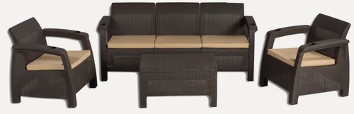 Изображение товара Комплект мебели Wiilla Triple Set с тройным диваном (с подушками) коричневый