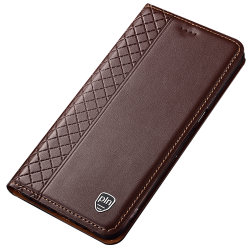 фото Чехол-книжка mypads premium для iphone 12 pro max из натуральной коричневой кожи со стеганой прошивкой