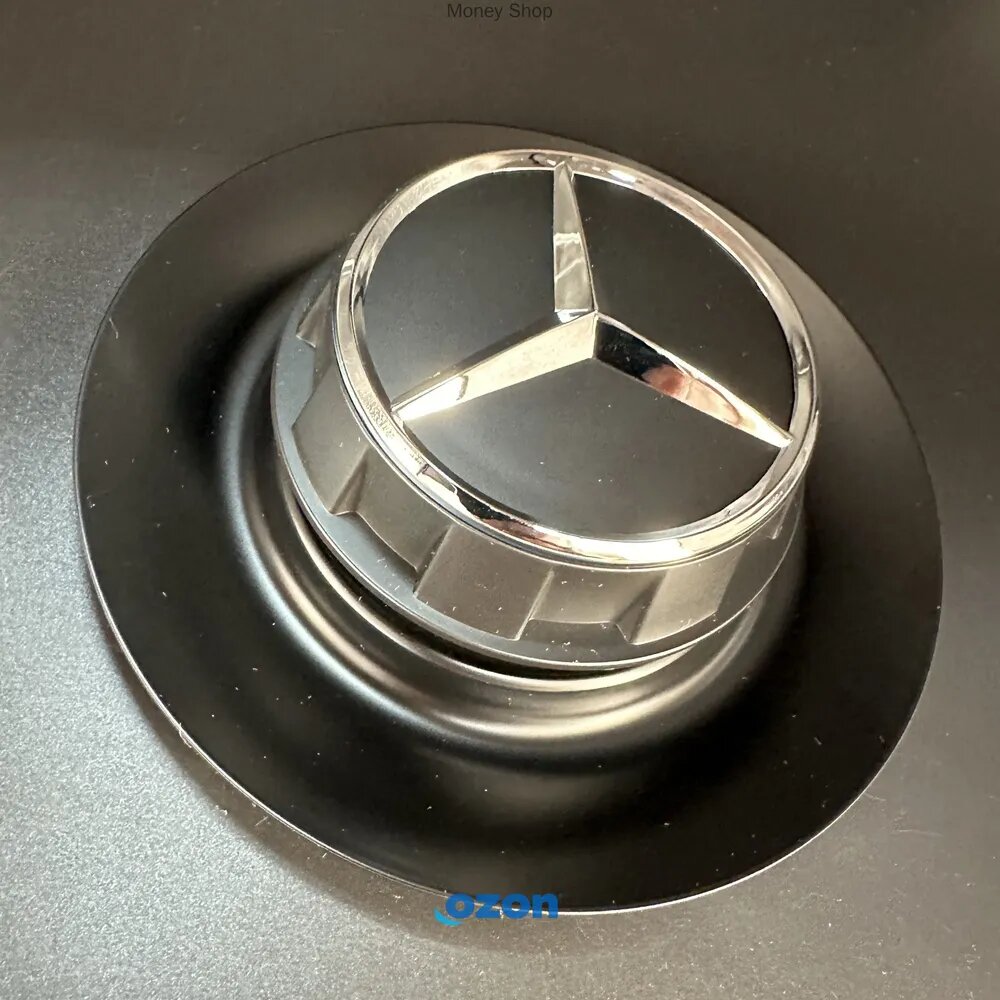 Колпак ступицы колеса Mercedes, 1 шт. Черный матовый колпачок на диск