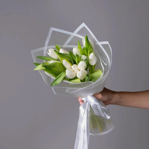 Изображение товара Букет Тюльпан "Эн Роял Вирджин" 15 шт Высота 40 см в коробке и аквабоксе от "Простоцветы"