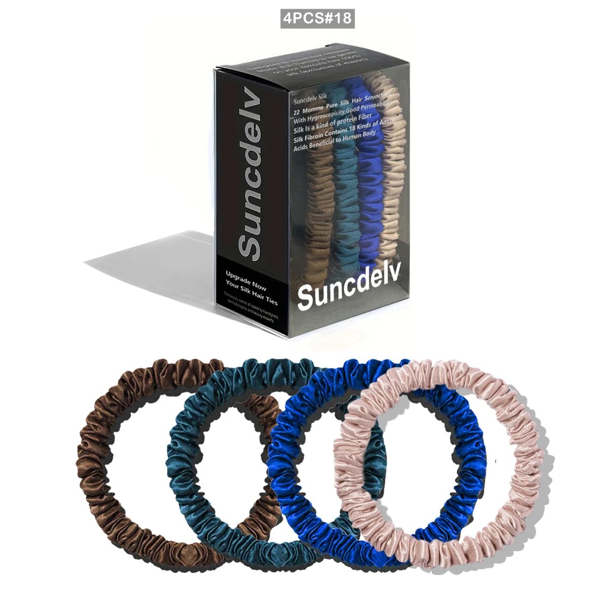Шелковые резинки для волос Suncdelv, 4 шт, Цвет: 18