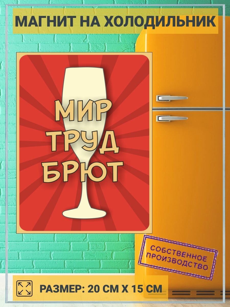 Магнит на холодильник Мир Труд Брют (20 см х 15 см) №016