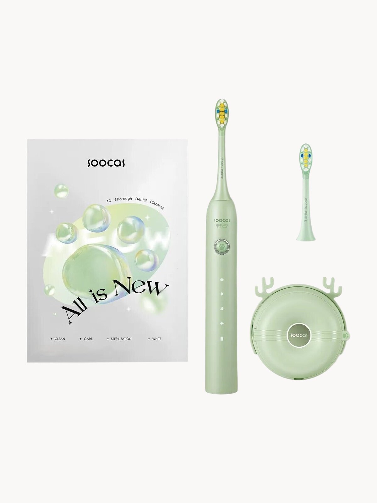 Электрическая зубная щётка Soocas D3 All-Care Sonic Electric Toothbrush Green, 2 насадки в комплекте, зеленая