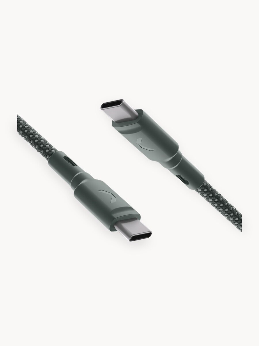 Кабель COMMO Range 100W, USB-C - USB-C, 100W, 1,2м, Серо-зелёный