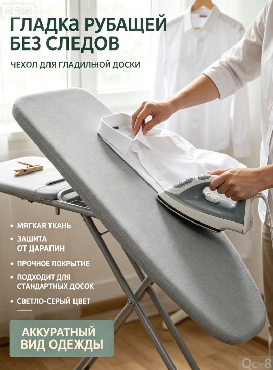 Чехол для гладильной доски 90х30 см на завязках, на резинке, 1 шт