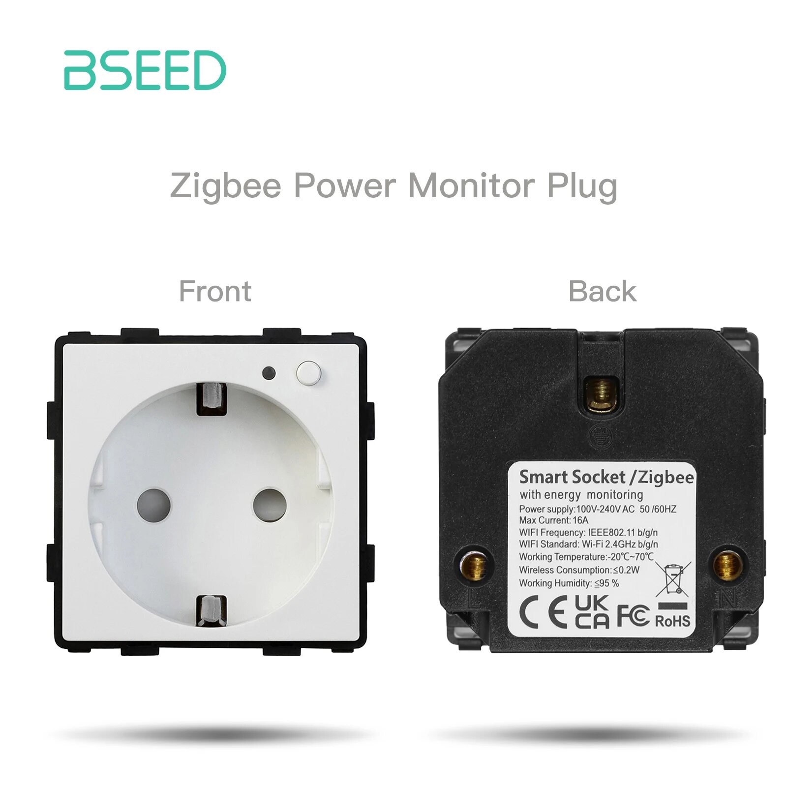 Умная розетка BSEED Zigbee Power Monitor White