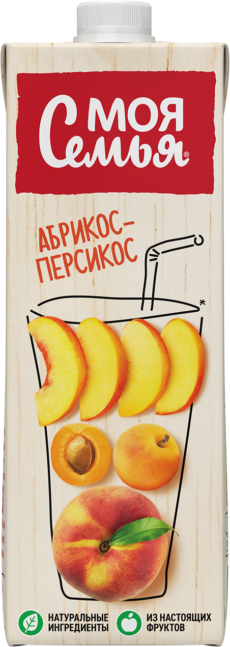 Напиток сокосодержащий Моя Семья Груша Яблоко Персик 0.95 л (8 штук)