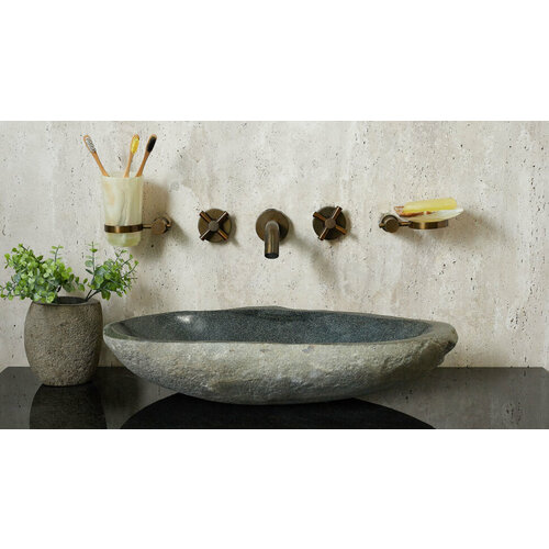 Зеленая раковина для ванной Sheerdecor Piedra 00503011353 из речного камня гранита