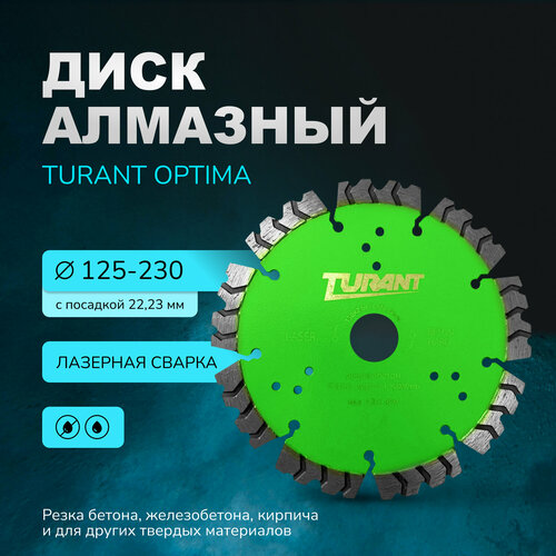 Алмазный диск Turant Optima, 125мм, сегментный, для армированного бетона, бетона и кирпича