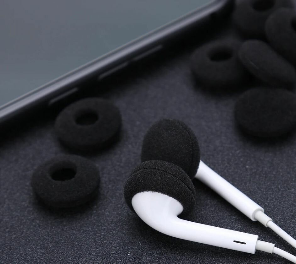 Амбушюры для наушников 18 мм (универсальные, 5 пар) черные поролон — фото 1