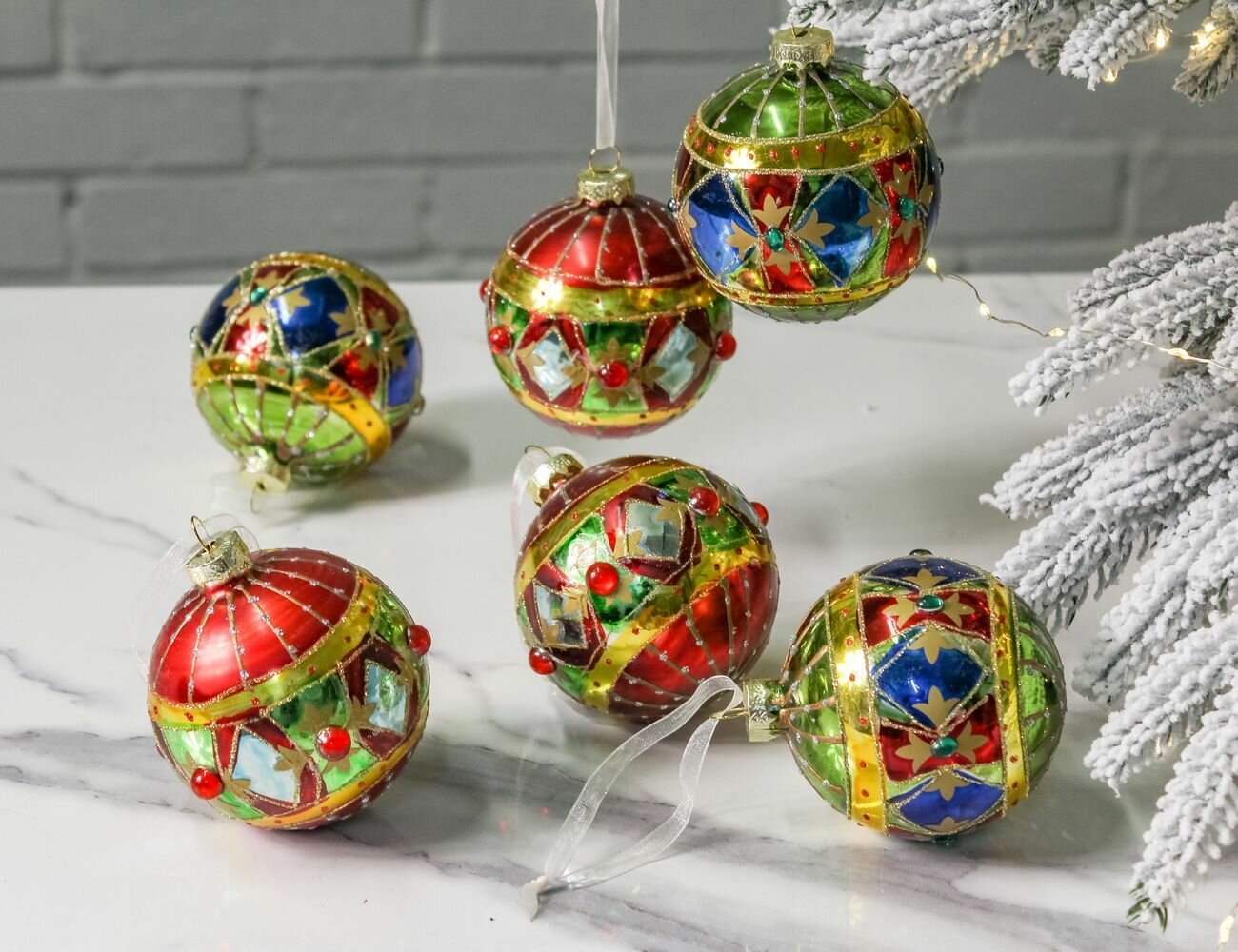 Набор ёлочных шаров бренцоне стекло 8 см 6 шт Winter Deco 4060390