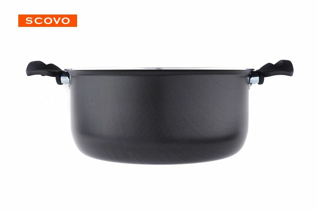 Кастрюля SCOVO Consul 2,5л RC-024 черн, алюмин, антипригарн, крышка стекл