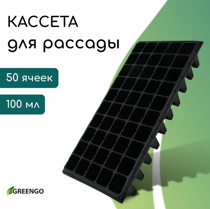 Кассета для рассады, 50 ячеек по 100 мл, пластик, чёрная, 54 27 8 см .2 наб.