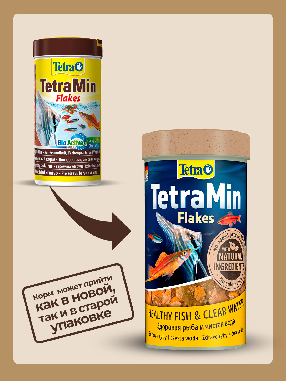 Корм Tetra TetraMin Flakes 250 мл, хлопья для всех видов рыб — фото 1