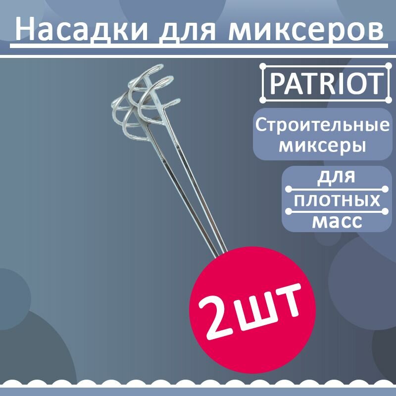Комплект 2 шт, Миксер насадка PATRIOT MP485 для сухих и строит. смесей, оцинкованный, 80x400 мм, хвостовик ше, 813012485