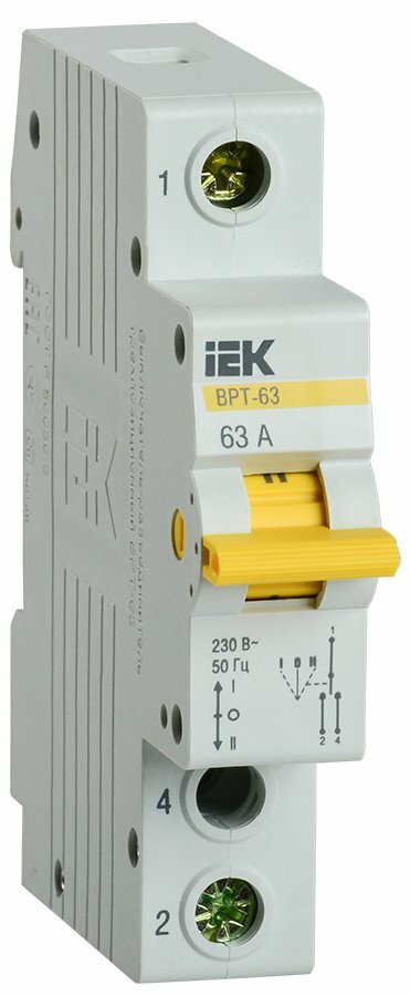 IEK KARAT Выключатель-разъединитель трехпозиционный ВРТ-63 1P 63А, MPR10-1-063