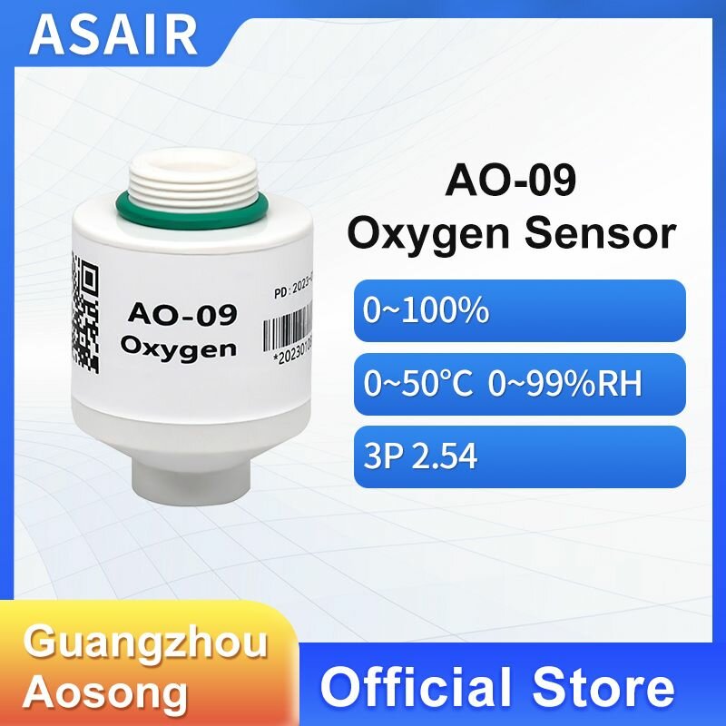 Датчик кислорода ASAIR AO-09, обнаружение модуля концентрации O2, кислородная батарея, может заменить MOX1