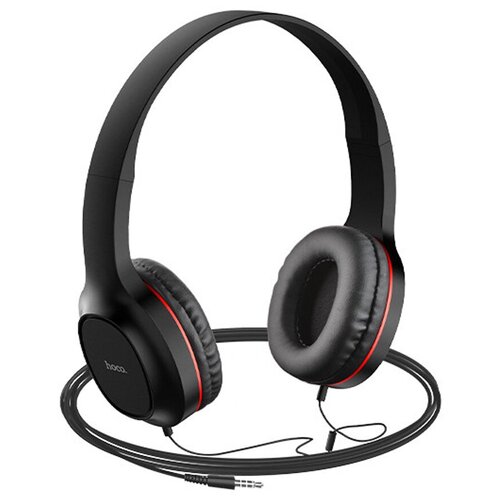 Наушники полноразмерные HOCO W24 Enlighten Jack 35мм 12 м цвет чёрный красная вставка 107200₽