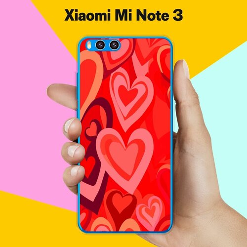 силиконовый чехол на xiaomi mi note 3 сяоми ми ноут 3 с принтом синий цветок на синем Силиконовый чехол на Xiaomi Mi Note 3 Красные Сердца / для Сяоми Ми Ноут 3