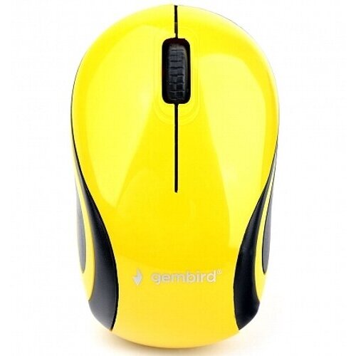 Мышь беспроводная Gembird MUSW-615, 3кн, 1200 dpi, чёрно-жёлтая мышь wireless gembird musw 265 синяя 2 4ггц 3 кнопки 1000dpi