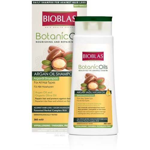 Купить Bioblas Шампунь всех типов волос, против выпадения, с аргановым маслом, 360 мл