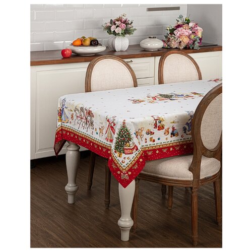 фото Скатерть с новым годом 160х220см ,красный santalino (850-725-22)