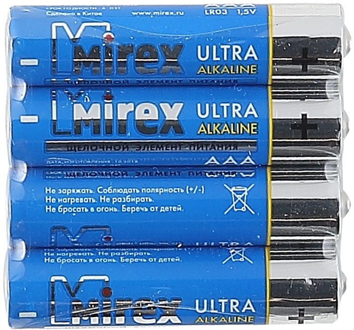 Батарея Mirex, щелочная LR03 / AAA 1,5V 4 шт shrink 23702-LR03-S4