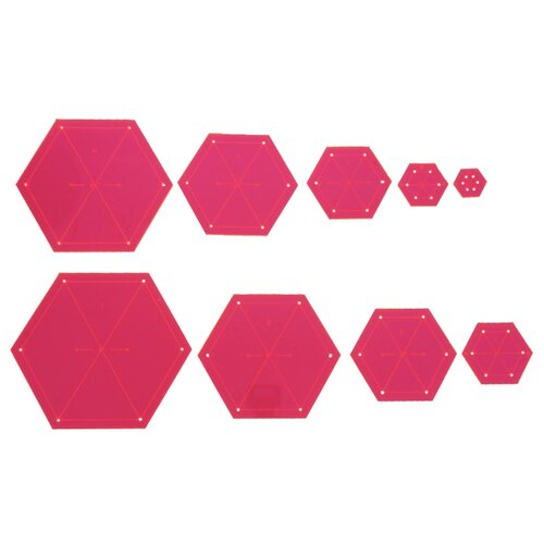 фото Hemline набор лекал для пэчворка sew easy ergg07 шестиугольники, 1-5 дюймов, 9 шт. розовый