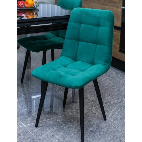 Тедди Мягкий Стул для кухни/комплект стульев/ зеленый цвет с черными ножками /2 шт