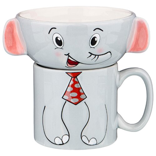 фото Набор слоник lefard на 1 пер. 2пр..: салатник 13*5,5 см 450 мл, кружка 400 мл (420-068)