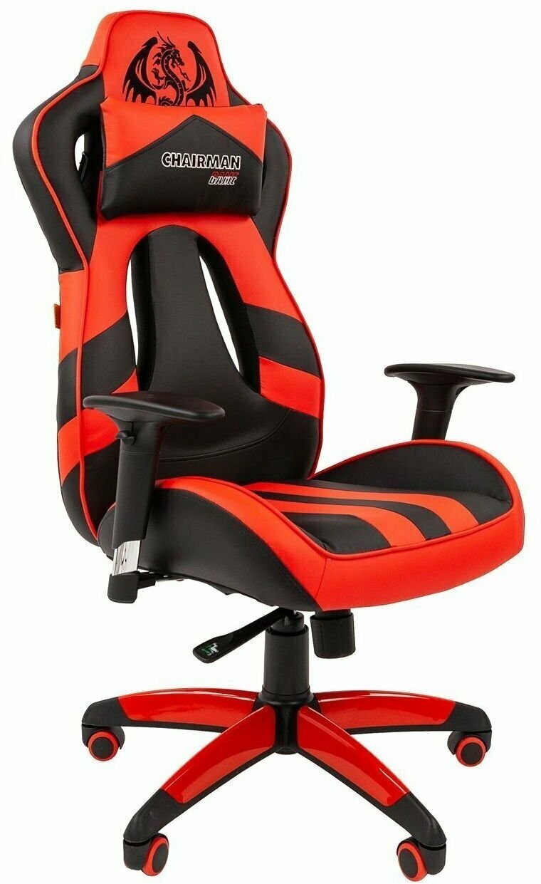 Игровое кресло Chairman game 25 черный/красный (экокожа, регулируемый угол наклона, механизм качания)