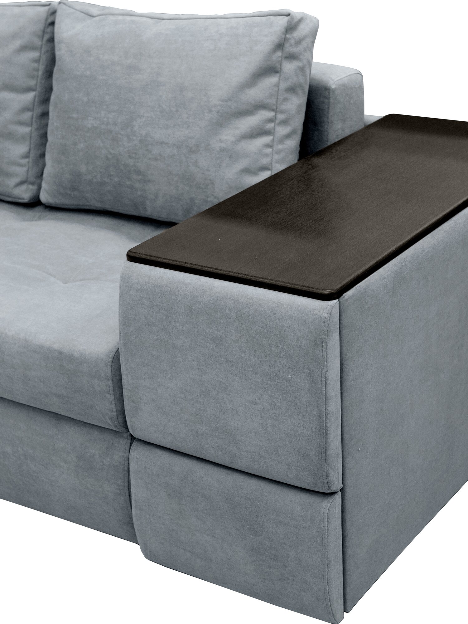 Прямой диван "Валенсия" с ящиками для хранения в подлокотниках. Независимый пружинный блок. Механизм Тик-так (Пантограф), 265х100х75 см, серый - фотография № 6