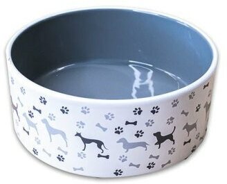 Миска Mr.Kranch керамическая для собак с рисунком 350 мл серая - фотография № 5
