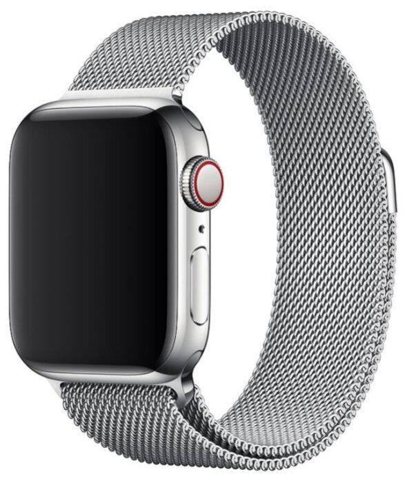 Металлический ремешок для часов Apple Watch ( Вотч) series 1-6 42-44 mm Миланская петля (milanese loop) Серебро