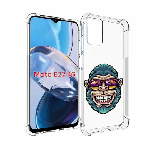 Чехол MyPads обезьяна улыбается для Motorola Moto E22 4G / E22i 4G задняя-панель-накладка-бампер